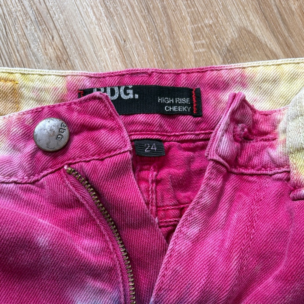 BDG Pink and Yellow High Rise Cheeky Shorts